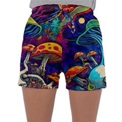 Mushrooms Fungi Psychedelic Sleepwear Shorts by Ndabl3x