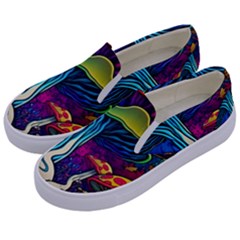 Mushrooms Fungi Psychedelic Kids  Canvas Slip Ons