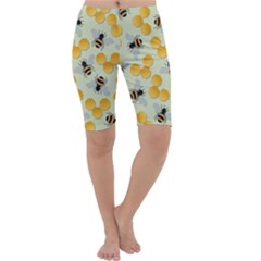 Honey Bee Bees Pattern Cropped Leggings  by Ndabl3x