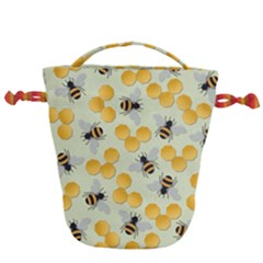 Honey Bee Bees Pattern Drawstring Bucket Bag by Ndabl3x