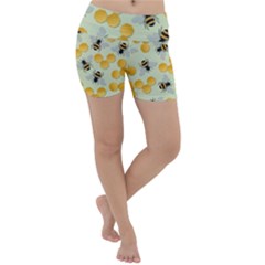 Honey Bee Bees Pattern Lightweight Velour Yoga Shorts by Ndabl3x