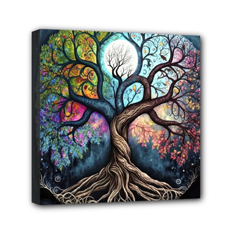 Tree Colourful Mini Canvas 6  X 6  (stretched) by Ndabl3x