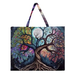 Tree Colourful Zipper Large Tote Bag by Ndabl3x