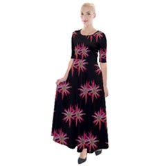 Chic Dreams Botanical Motif Pattern Design Half Sleeves Maxi Dress by dflcprintsclothing