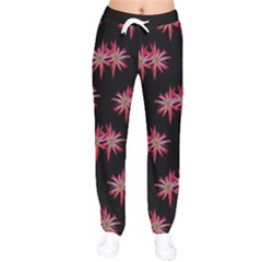 Chic Dreams Botanical Motif Pattern Design Women Velvet Drawstring Pants by dflcprintsclothing