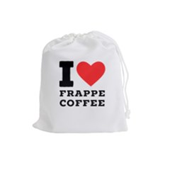 I Love Frappe Coffee Drawstring Pouch (large) by ilovewhateva