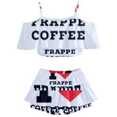 I Love Frappe Coffee Kids  Off Shoulder Skirt Bikini by ilovewhateva