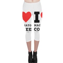 I Love Macchiato Coffee Capri Leggings  by ilovewhateva