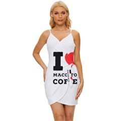 I Love Macchiato Coffee Wrap Tie Front Dress by ilovewhateva