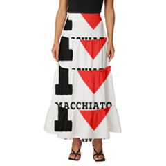 I Love Macchiato Coffee Tiered Ruffle Maxi Skirt by ilovewhateva