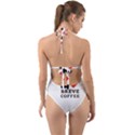 I love breve coffee Halter Cut-Out One Piece Swimsuit View2