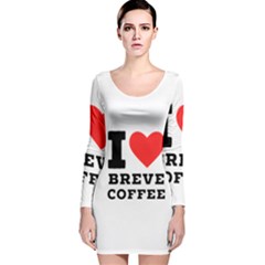 I Love Breve Coffee Long Sleeve Velvet Bodycon Dress by ilovewhateva