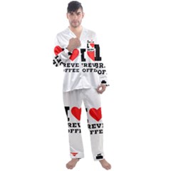 I Love Breve Coffee Men s Long Sleeve Satin Pajamas Set by ilovewhateva