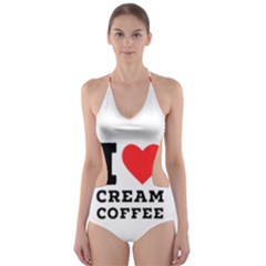 I Love Cream Coffee Cut-out One Piece Swimsuit by ilovewhateva