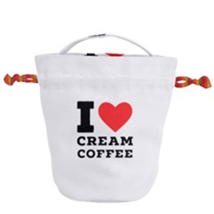 I Love Cream Coffee Drawstring Bucket Bag by ilovewhateva