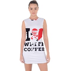 I Love White Coffee Lace Up Front Bodycon Dress by ilovewhateva