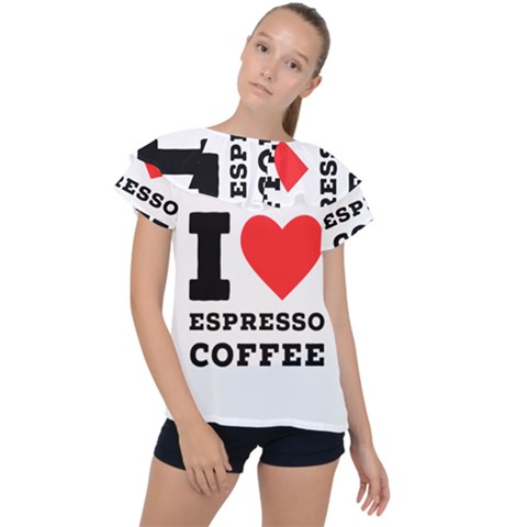 I Love Espresso Coffee Ruffle Collar Chiffon Blouse by ilovewhateva