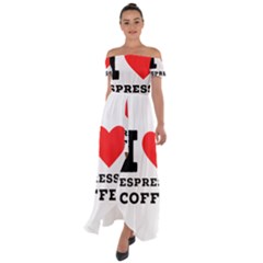 I Love Espresso Coffee Off Shoulder Open Front Chiffon Dress by ilovewhateva