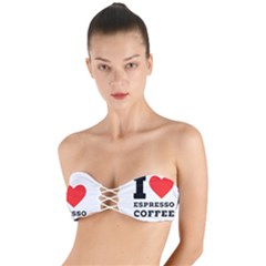 I Love Espresso Coffee Twist Bandeau Bikini Top