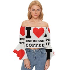 I Love Espresso Coffee Off Shoulder Flutter Bell Sleeve Top by ilovewhateva