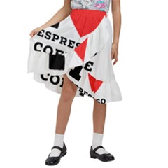 I Love Espresso Coffee Kids  Ruffle Flared Wrap Midi Skirt by ilovewhateva