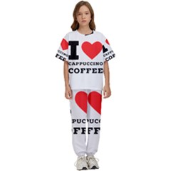 I Love Cappuccino Coffee Kids  Tee And Pants Sports Set by ilovewhateva