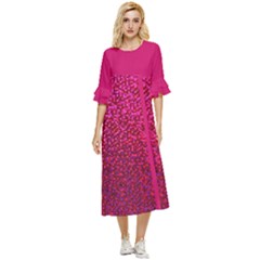 Pink Double Cuff Midi Dress