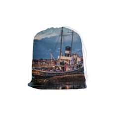 End Of The World: Nautical Memories At Ushuaia Port, Argentina Drawstring Pouch (medium) by dflcprintsclothing