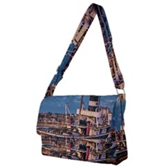 End Of The World: Nautical Memories At Ushuaia Port, Argentina Full Print Messenger Bag (l) by dflcprintsclothing