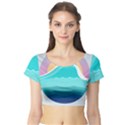 Tsunami Tidal Wave Minimalist Logo Ocean Sea Short Sleeve Crop Top View1