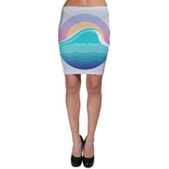 Tsunami Tidal Wave Minimalist Logo Ocean Sea Bodycon Skirt by Wav3s