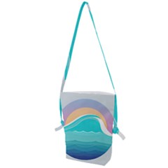 Tsunami Tidal Wave Minimalist Logo Ocean Sea Folding Shoulder Bag by Wav3s