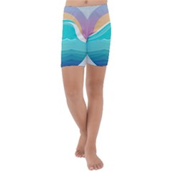 Tsunami Tidal Wave Minimalist Logo Ocean Sea Kids  Lightweight Velour Capri Yoga Leggings