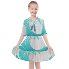 Waves Tidal Ocean Sea Tsunami Wave Minimalist Kids  All Frills Chiffon Dress