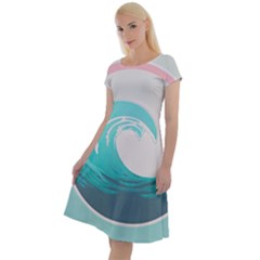 Waves Tidal Ocean Sea Tsunami Wave Minimalist Classic Short Sleeve Dress by Wav3s