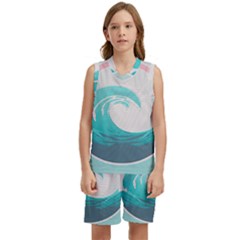 Waves Tidal Ocean Sea Tsunami Wave Minimalist Kids  Basketball Mesh Set