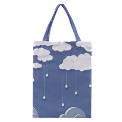 Blue Clouds Rain Raindrops Weather Sky Raining Classic Tote Bag by Wav3s