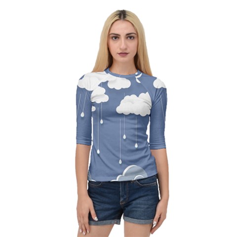 Blue Clouds Rain Raindrops Weather Sky Raining Quarter Sleeve Raglan Tee by Wav3s