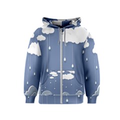 Blue Clouds Rain Raindrops Weather Sky Raining Kids  Zipper Hoodie by Wav3s