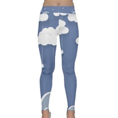 Blue Clouds Rain Raindrops Weather Sky Raining Classic Yoga Leggings by Wav3s