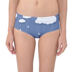 Blue Clouds Rain Raindrops Weather Sky Raining Mid-waist Bikini Bottoms by Wav3s