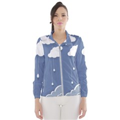 Blue Clouds Rain Raindrops Weather Sky Raining Women s Windbreaker by Wav3s