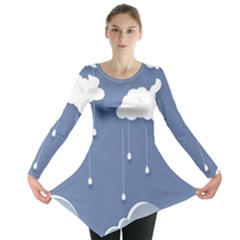 Blue Clouds Rain Raindrops Weather Sky Raining Long Sleeve Tunic 