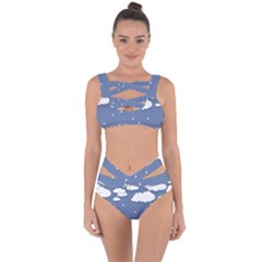 Blue Clouds Rain Raindrops Weather Sky Raining Bandaged Up Bikini Set  by Wav3s