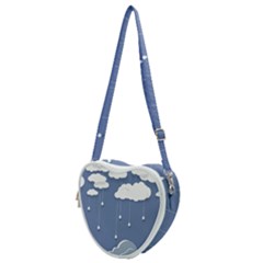 Blue Clouds Rain Raindrops Weather Sky Raining Heart Shoulder Bag by Wav3s