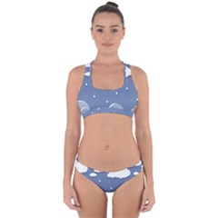 Blue Clouds Rain Raindrops Weather Sky Raining Cross Back Hipster Bikini Set by Wav3s