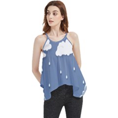 Blue Clouds Rain Raindrops Weather Sky Raining Flowy Camisole Tank Top by Wav3s