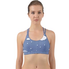 Blue Clouds Rain Raindrops Weather Sky Raining Back Web Sports Bra by Wav3s