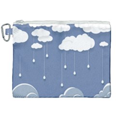 Blue Clouds Rain Raindrops Weather Sky Raining Canvas Cosmetic Bag (xxl) by Wav3s