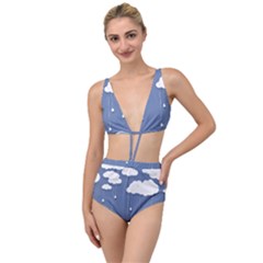 Blue Clouds Rain Raindrops Weather Sky Raining Tied Up Two Piece Swimsuit by Wav3s